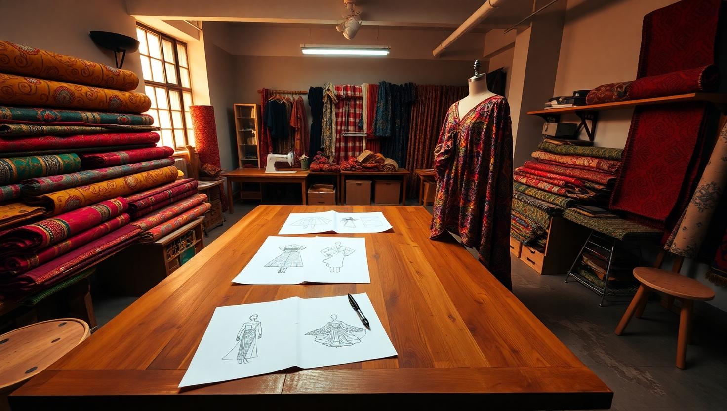 Creative fashion design studio in Lagos showcasing African textile craftsmanship