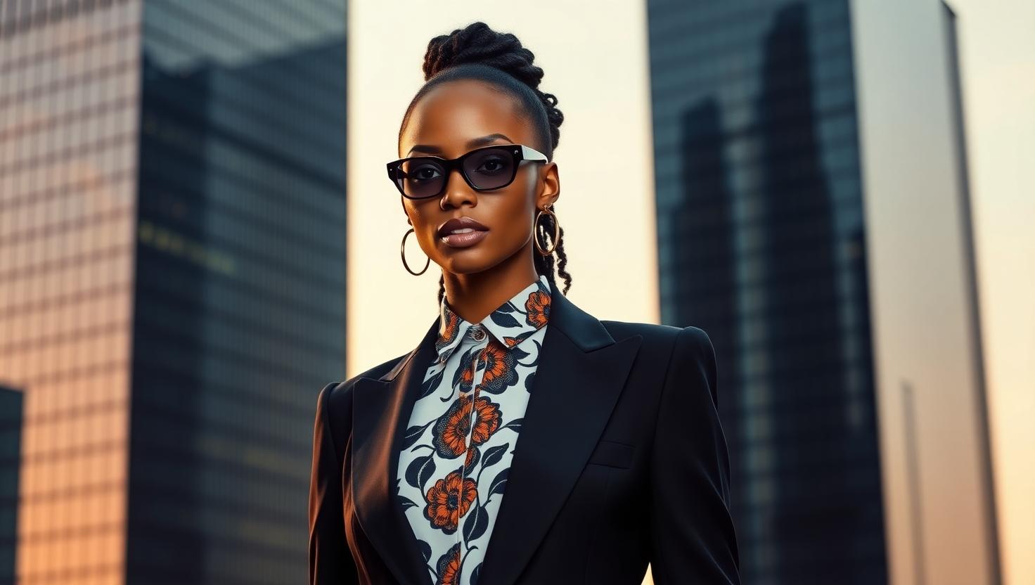 Corporate Queen collection - Professional blazer with subtle African print accents