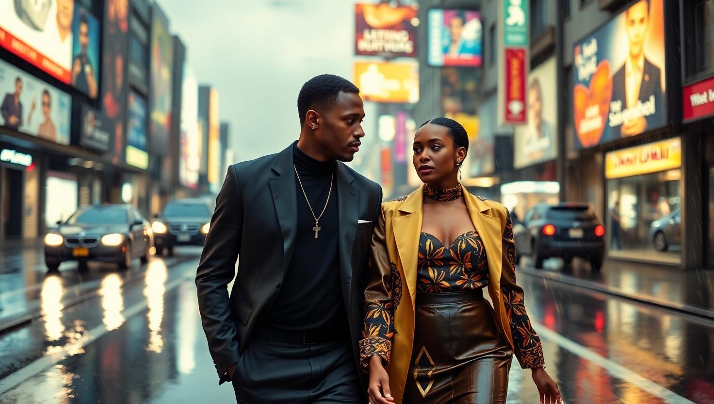 Lagos Nights collection - Elegant evening gown with Nigerian gold accents